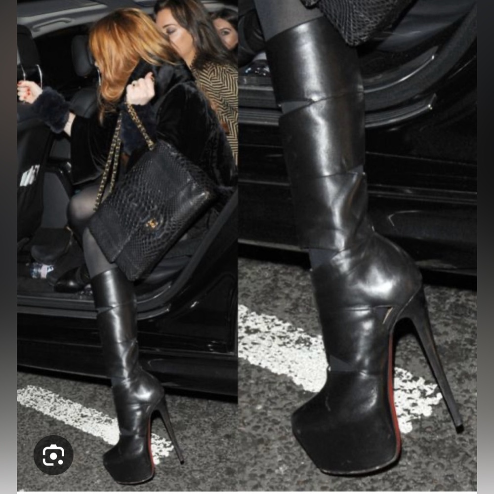 💯 Authentic Christian Louboutin “Bandita” Black Leather Boots 160mm Size 36.5!! - Picture 5 of 15